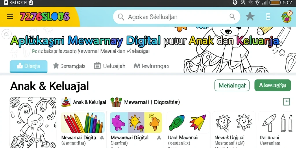 Antarmuka aplikasi Mewarnai Digital yang ramah anak dan interaktif.