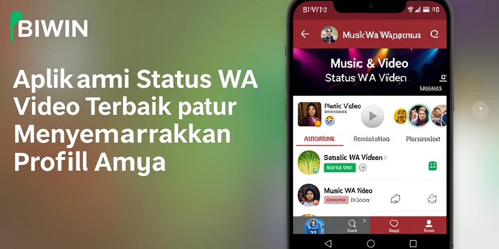 Tampilan antarmuka BIWIN yang intuitif untuk Status WA Video.