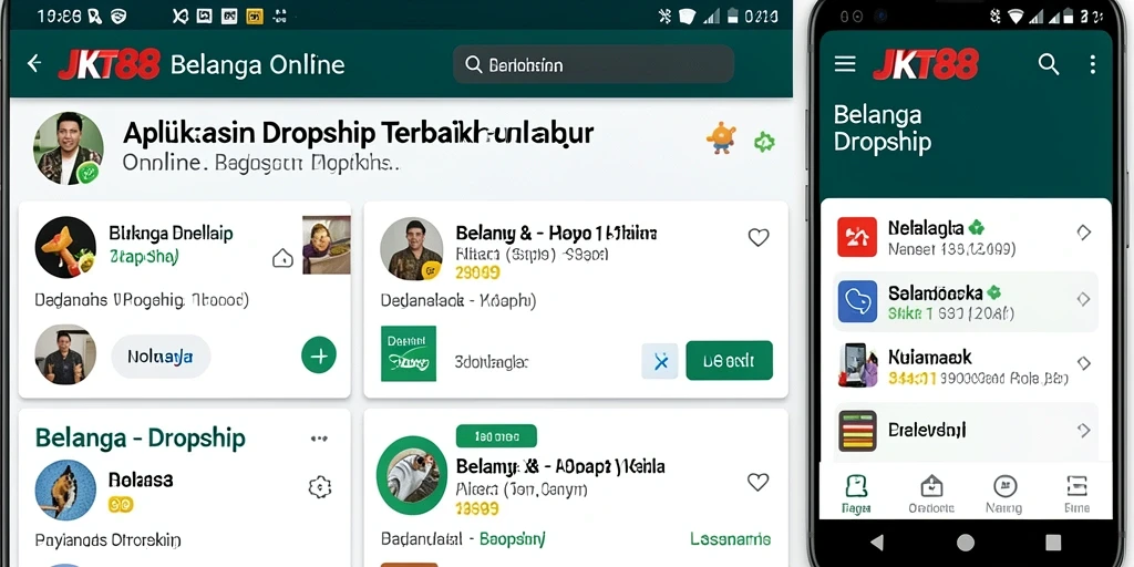 Tampilan antarmuka aplikasi JKT88 untuk fungsi Dropship yang modern.