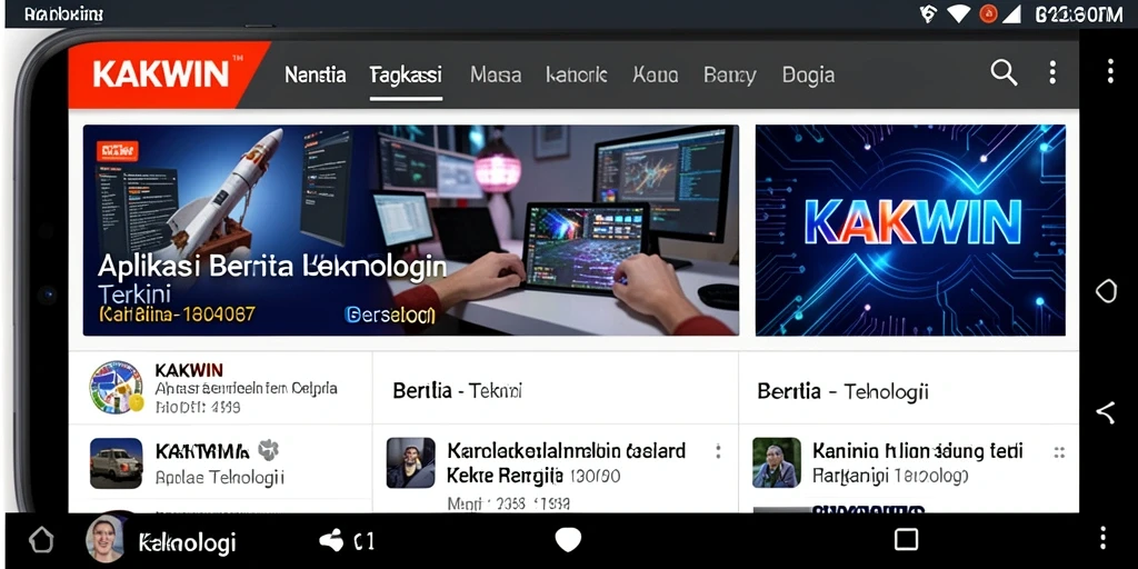 Antarmuka KAKWIN yang modern dan user-friendly untuk berita teknologi.