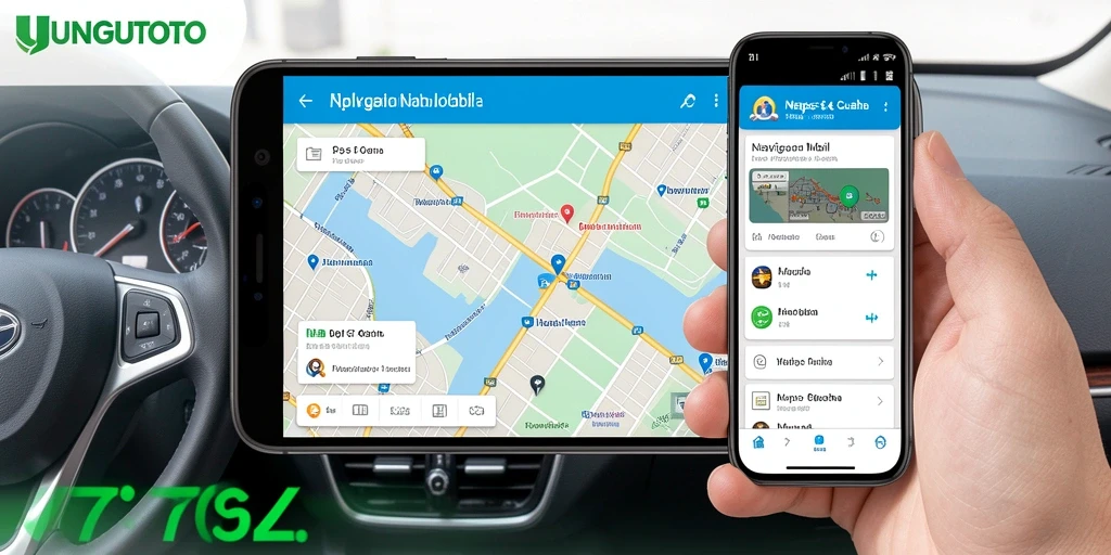 Antarmuka aplikasi UNGUTOTO untuk navigasi mobil yang user-friendly.